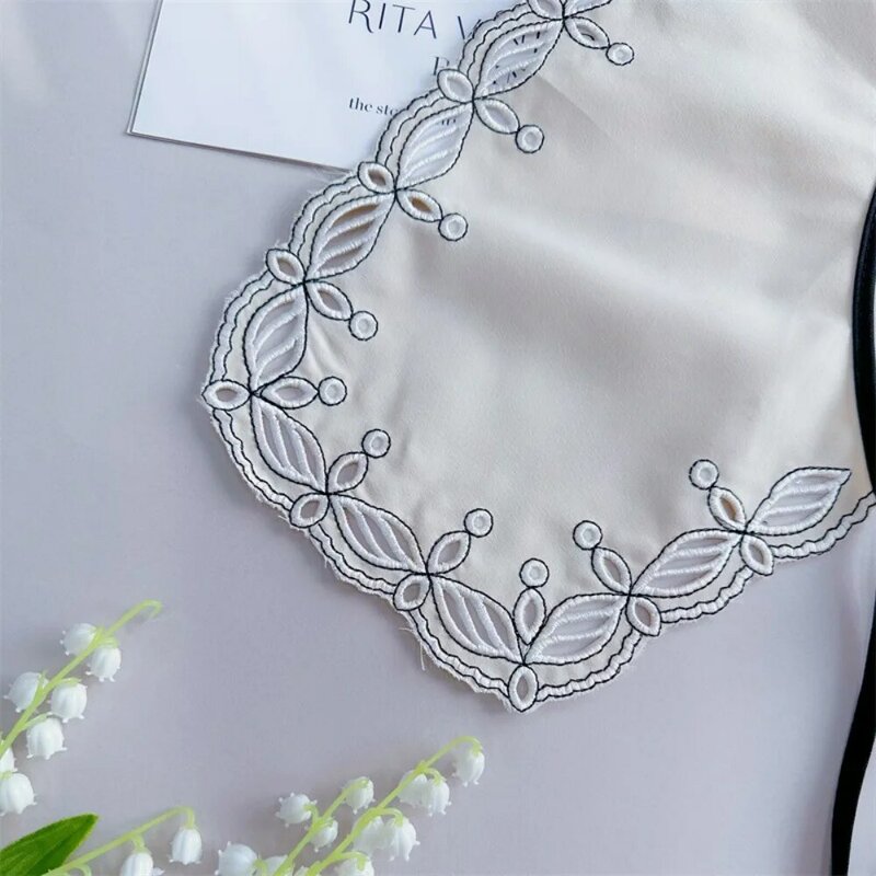 Organza Embroidery Women's Lace Collar Apricot Fake Collar Cloak Fake False Collars Lace Up Shawl Clothing Accessories