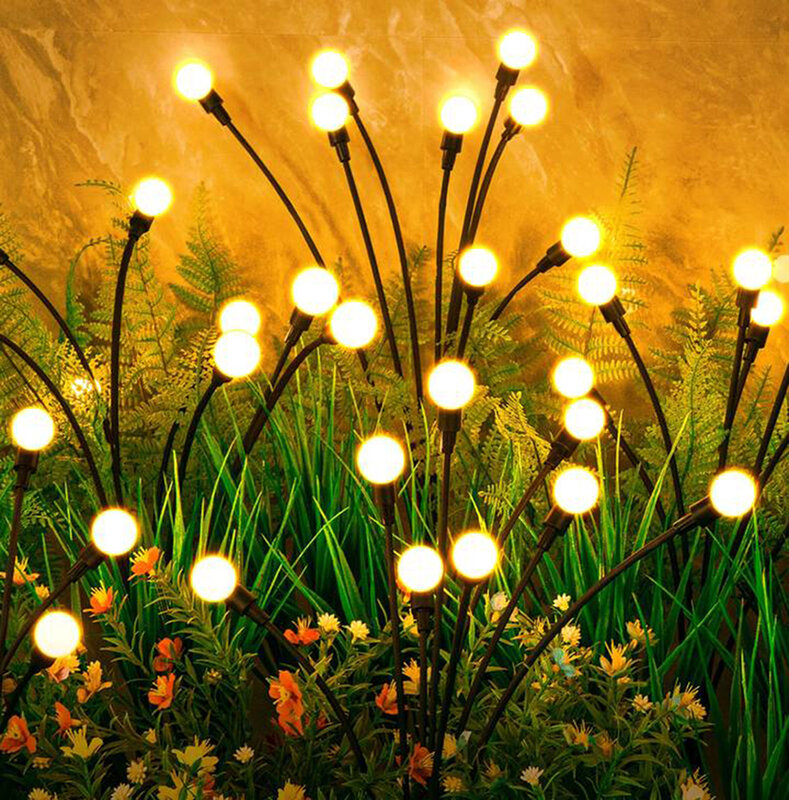 Solar Powered Firely Lamp, impermeável ao ar livre, vibrante Jardim Luzes, Pátio Pathway Decoração, quente, 6, 8, 10 LED