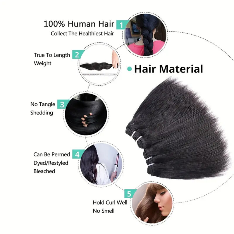 Mechones rectos de hueso 100% cabello humano virgen sin procesar, extensiones de cabello ondulado brasileño corto, oferta, 12A
