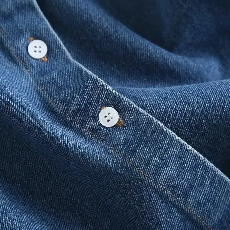 2023 moda damska nowa tkanina dżinsowa konstrukcja długie bluzki Retro bluzki z długimi rękawami eleganckie koszule