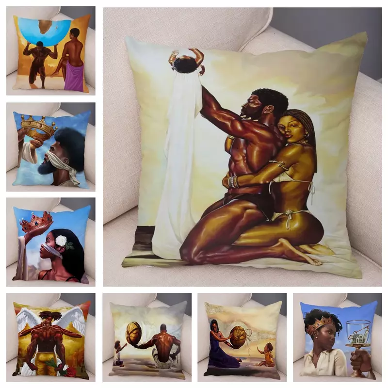 Federa African men and women federa decorazione cartoon super dad fodera per cuscino adatta per divano car home