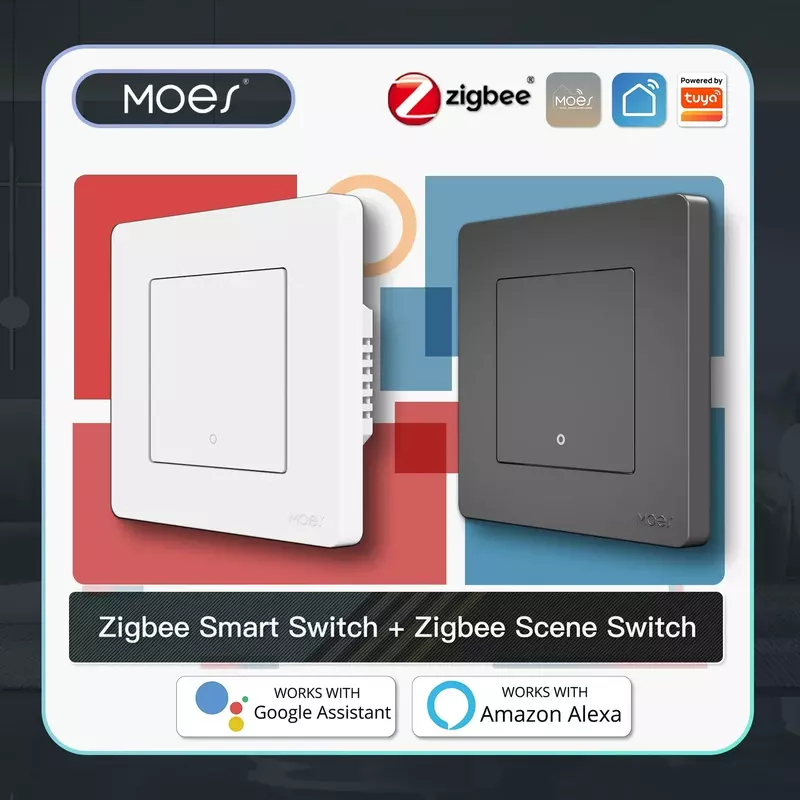 MOES Smart Light Switch Tuya ZigBee Star Ring Series No Neutral Wire No Capacitor Needed Smart Life Works with Alexa Google Home