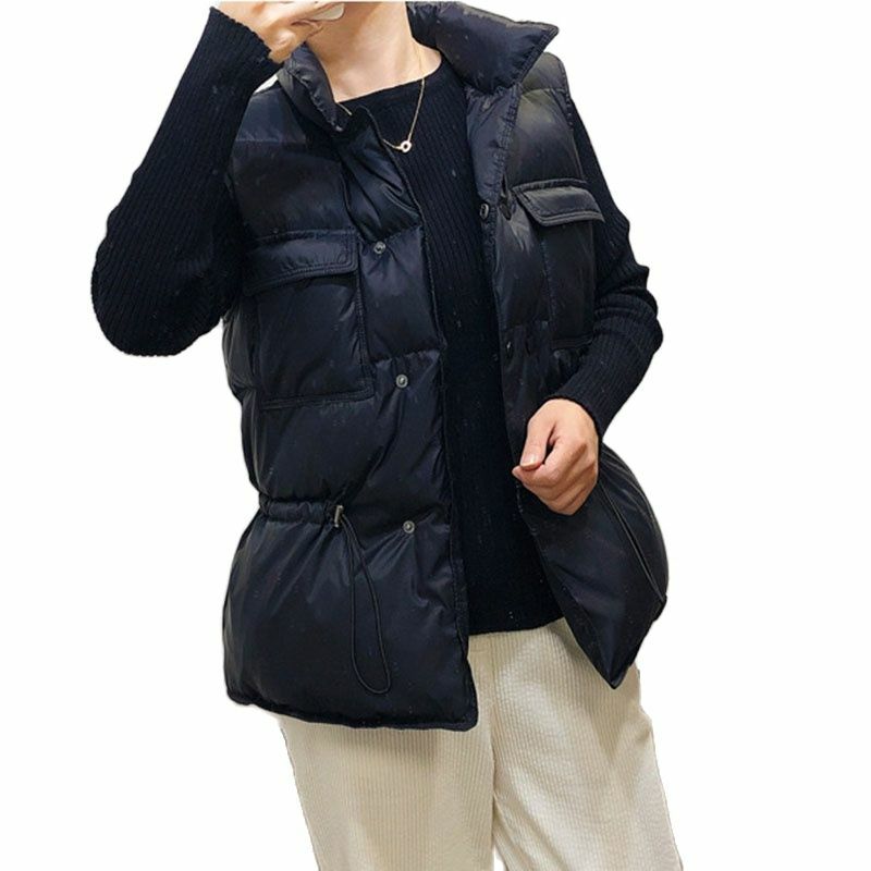 Lekka damska kamizelka puchowa krótka, Slim koreańska wersja biała kaczka wiosenna i jesienna kamizelka stójka w stylu Casual damska