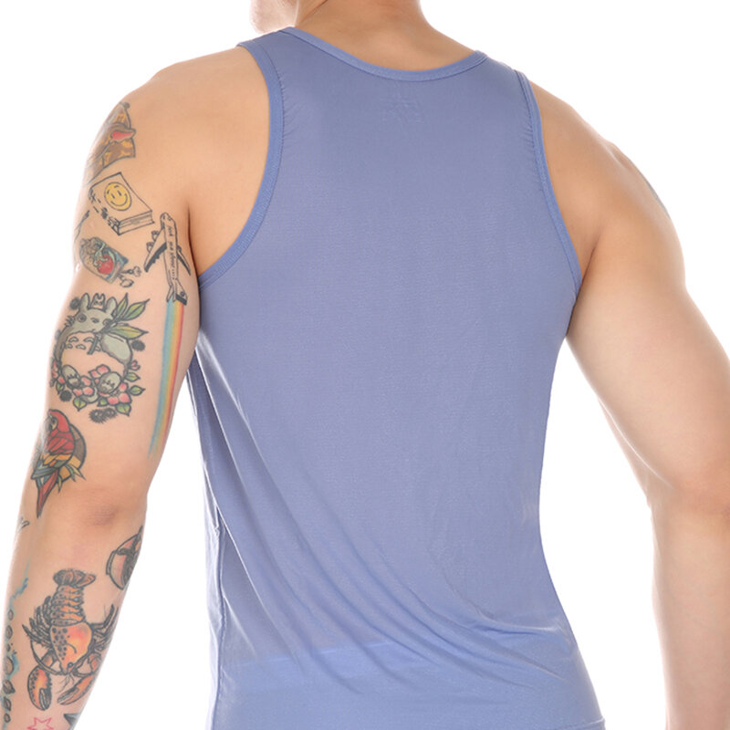 Майка мужская сетчатая быстросохнущая, облегающая шелковая Спортивная жилетка для бега, йоги, без рукавов, на лето