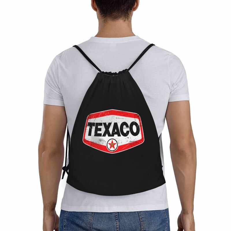 Custom Vintage Texaco Logo Trekkoord Tas Voor Training Yoga Rugzakken Mannen Vrouwen Sport Gym Sackpack