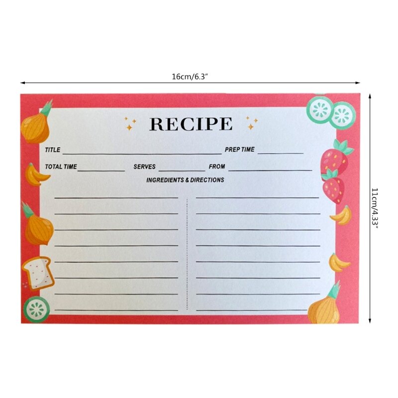 50 carte ricette vuote con linee Schede ricette su entrambi i lati per cucinare in cucina, addio nubilato, matrimonio