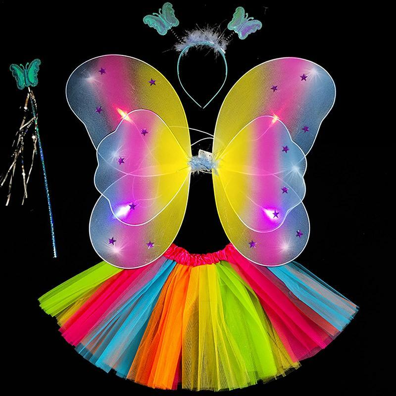 女の子のための妖精の翼,4個,小さな女の子のための女の子のための妖精の王女の衣装