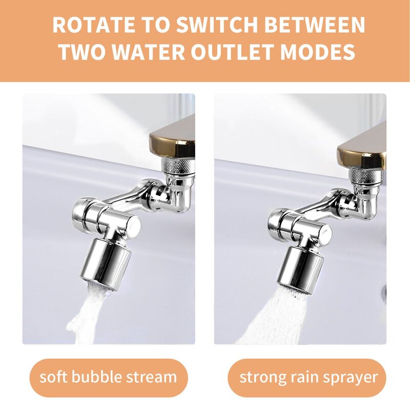 Rubinetto di rotazione a 1080 ° aeratore Splash rubinetto da cucina a doppia modalità estendere il rubinetto dell'ugello dell'acqua 22/24mm adattatore rubinetto gorgogliatore braccio robotico