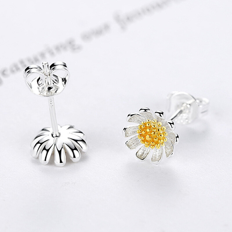 Solid 925 Sterling Silver New High Quality Jewelry Flower Stud Earrings For Women XY0225