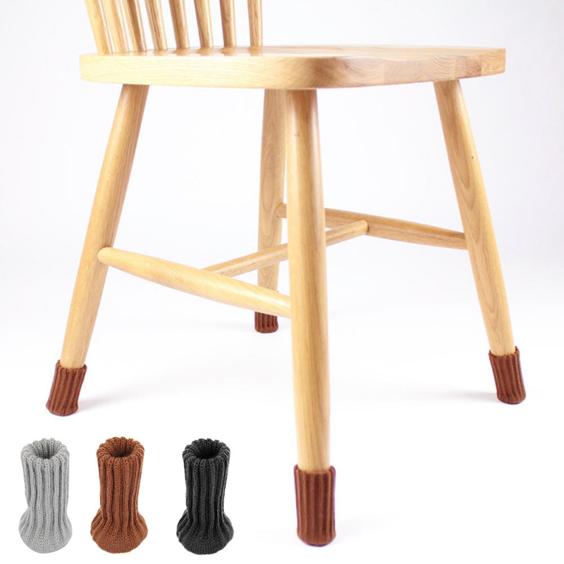 Calcetines de punto para patas de silla, cubierta de pata de mesa para muebles, Protector de azulejo de suelo, prevención de ruido, calcetín antideslizante con fondo de fieltro, 4 unidades por juego