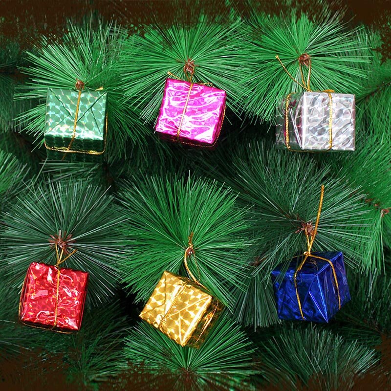 Ornamen pohon Natal buatan tangan, ornamen pohon Natal dekorasi liontin, ornamen pohon Natal buatan tangan, Foil warna campur 12 buah