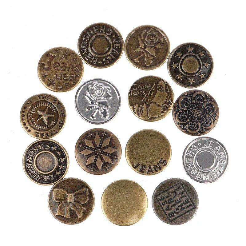 17mm Jeans Snap Fastener Men Women Sewing-Free Detachable Metal Button with Screws Pants Change Waist Size Buttons Accessories