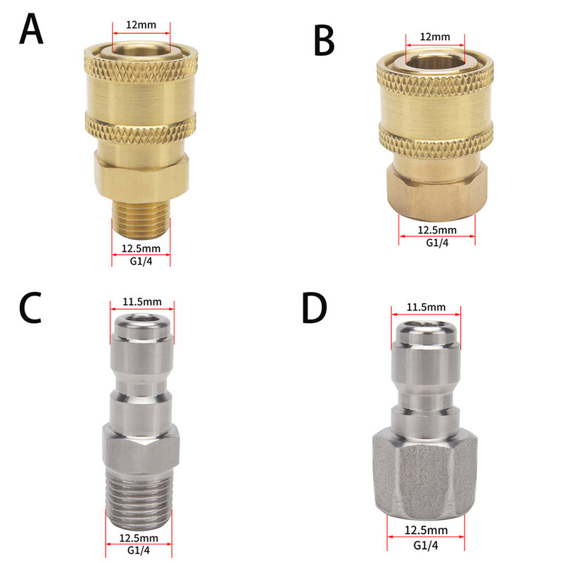 高圧洗浄コネクタ,クイック接続,オスおよびメスアダプター,m14 g,14スレッド,1/4インチ