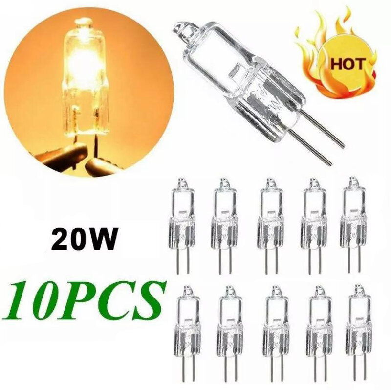 Lâmpadas de cápsula de halogênio G4, lâmpadas, branco quente, lâmpada de 2 pinos, 20W, 12V, 10pcs