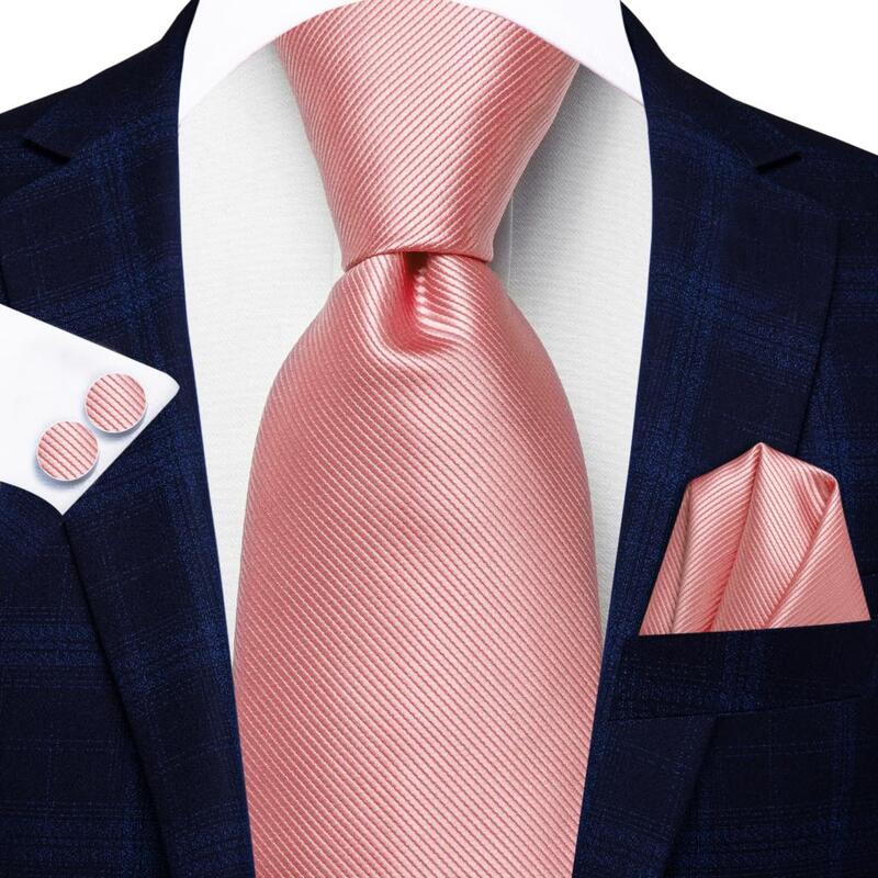 2023 nowy jedwab eleganckie krawat ślubny dla mężczyzn Dusty różowy stałe Handky spinki zestaw krawatów Fashion Business Party Hi-Tie Designer