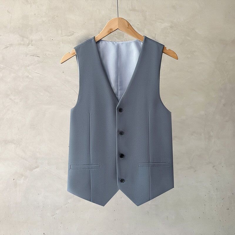 XX476Slim fit vest with suit collar and plaid vest for men's groomsmen business suit vest