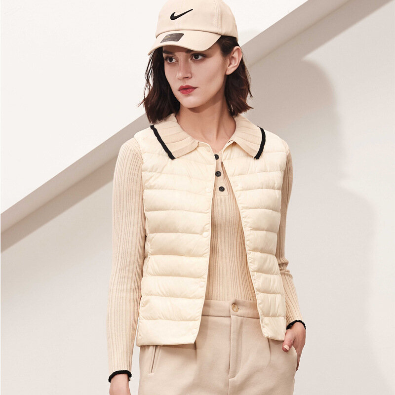 Women Autumn Winter Warm 90% White Down Duck Lining Vest 2024 New Female Korean Slim Fit Ultra Light Packable sleeveless coat