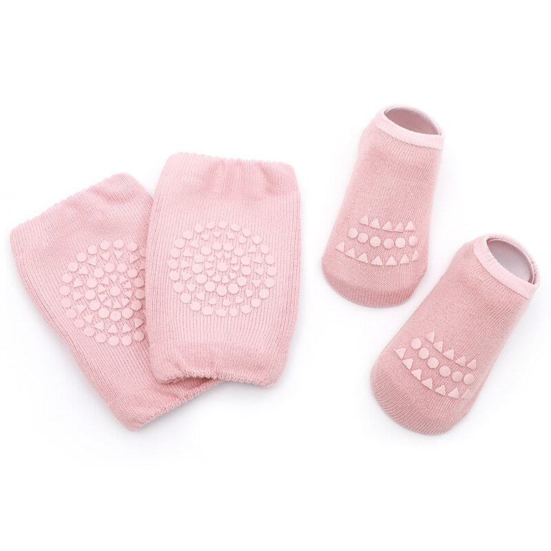 아기 바닥 양말 무릎 패드 세트, 다색 크롤링 0-3 세 아기 미끄럼 방지 유아 안전 양말, 신제품
