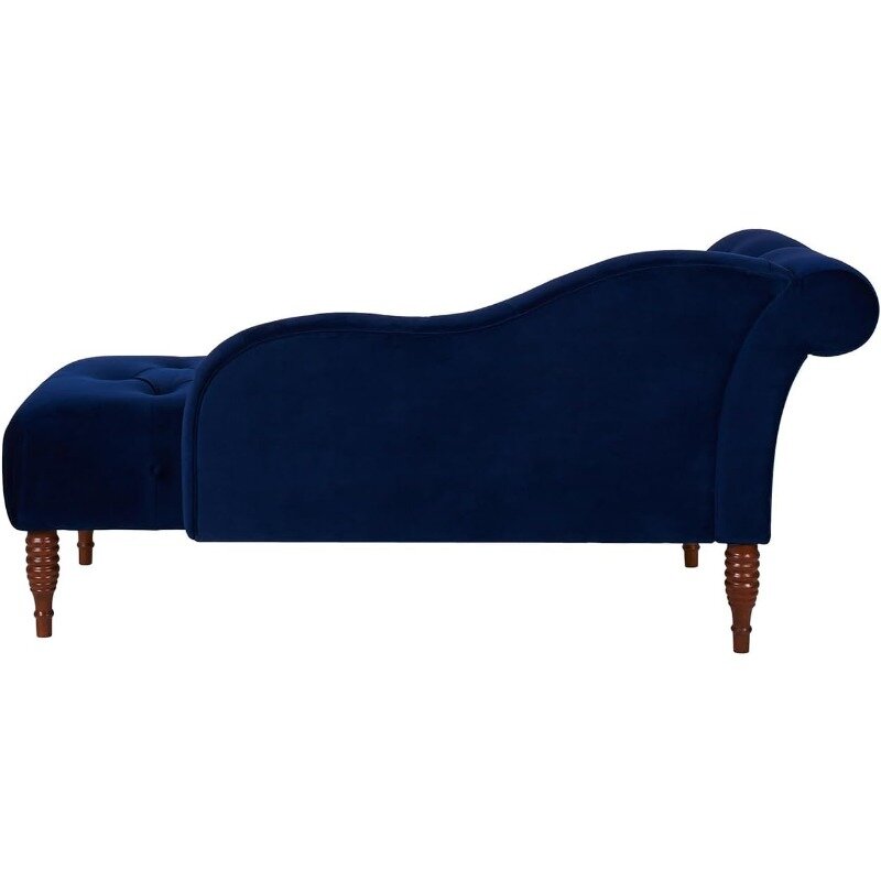 Samuel Tufted Roll Arm Chaise Lounge, Navy Blue Velvet