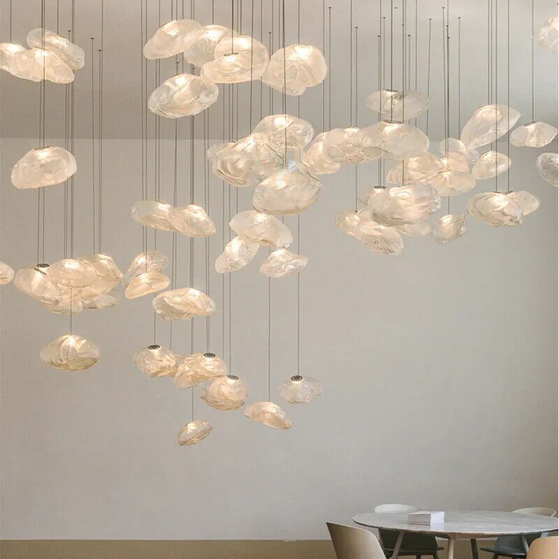 Lampe suspendue en verre de nuage au design nordique moderne, en relief, en cristal, luminaire décoratif d'intérieur, idéal pour un salon, un Restaurant, une chambre à coucher ou un Bar