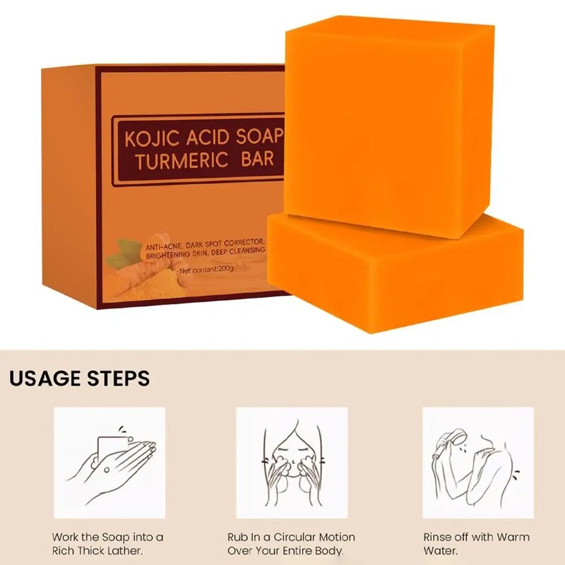 Kit de jabón de Ácido Kójico para limpieza de poros, Control de suciedad, aceite de limpieza de piel, blanqueamiento de espinillas, eliminación profunda de Acn antiacné, P0y7, 100g
