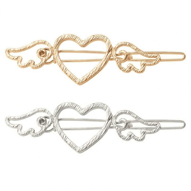 Hair Clip Metal Barrette Hairpin Elegant Hot Sale Korean Style Vintage Hollow Love Heart Angel Wing Women Silver Golden Pins