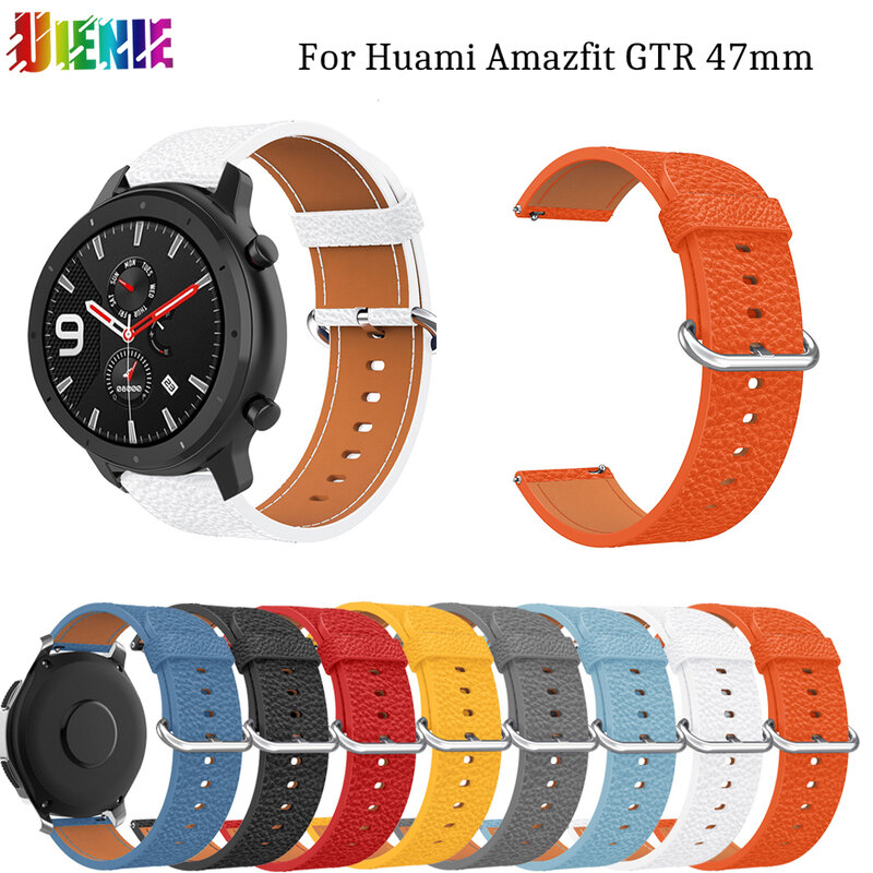 22 مللي متر حزام من الجلد ل Amazfit GTR2 حقيقية أسورة ساعة ذكية ل Huami Amazfit GTR 47 مللي متر بيس ستراتوس 2 2S 3 Correa watchband