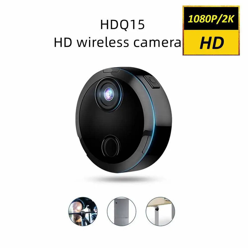 HDQ15-Mini Caméra de permission Intérieure Wifi HD 1080P/2K, Dispositif de Sécurité avec Vision Nocturne et Visionnage à Distance, Prise en Charge de la Lecture Vidéo et des Appels