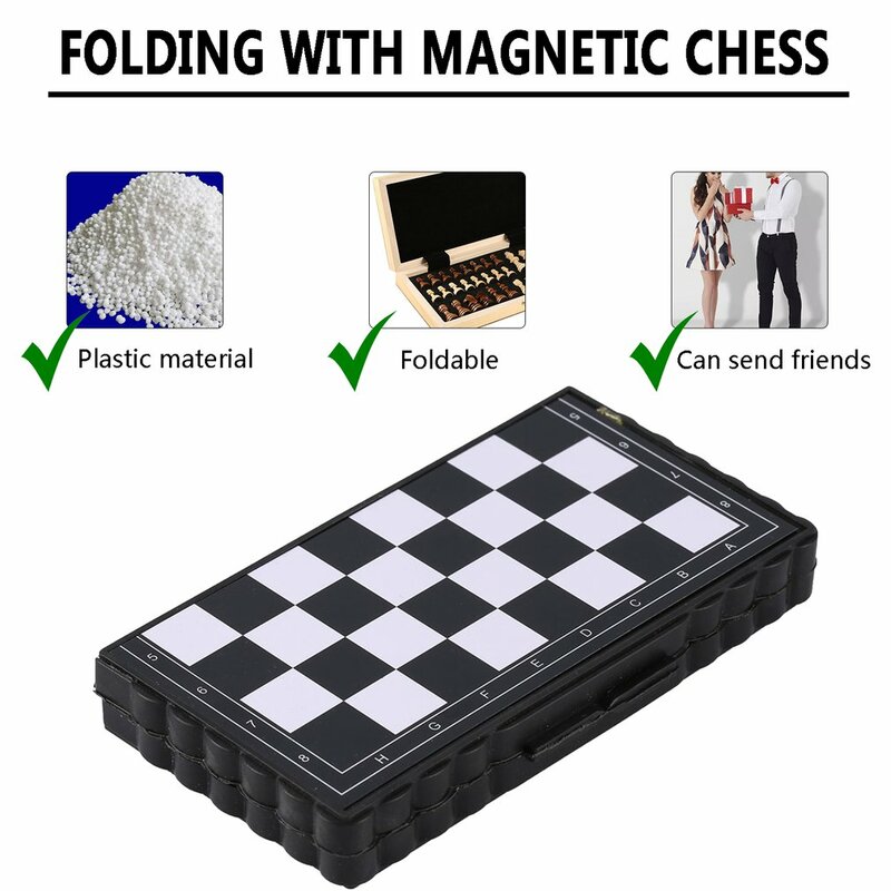 المحمولة للطي المغناطيسي جيب البلاستيك الشطرنج الشطرنج الترفيه للحزب