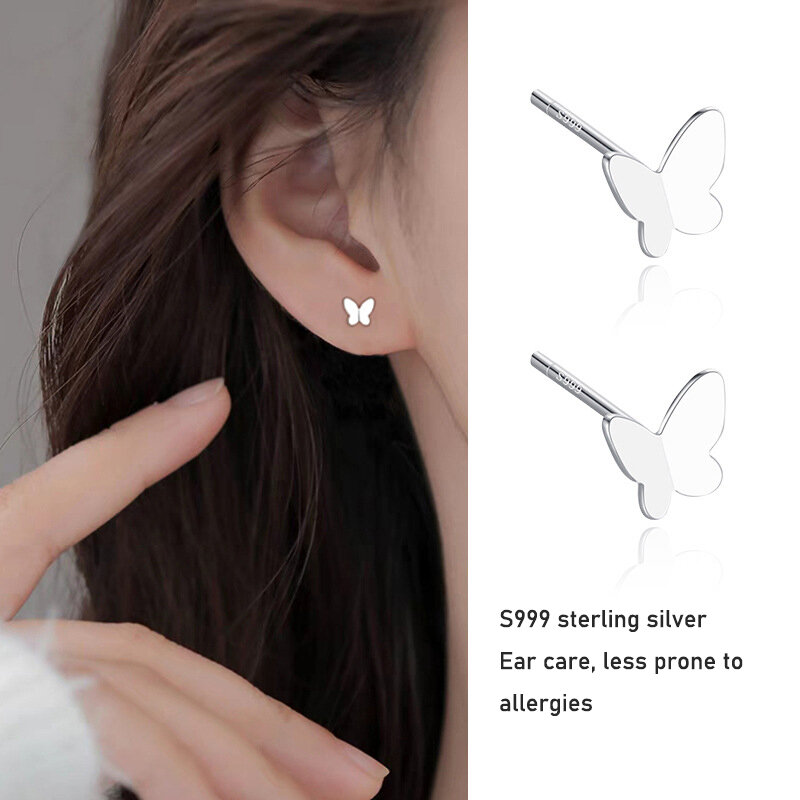 S999 Pure Silver Ear Nail Women's Advanced Simple Care Ear Hole Temperament&Simple and Compact Earbone Nail