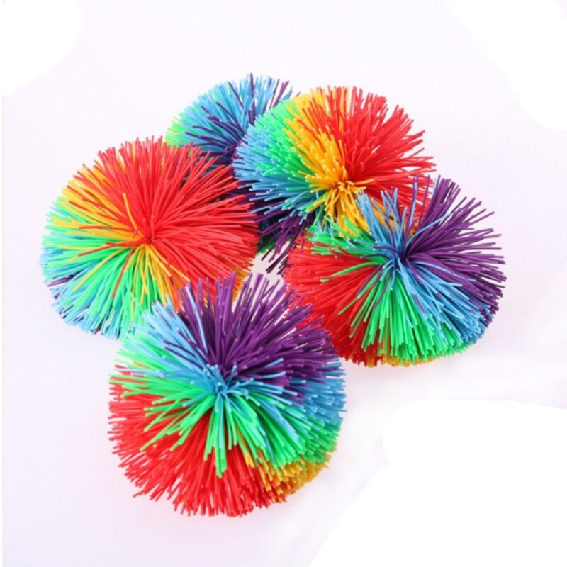 Balle en fil de caoutchouc coloré arc-en-ciel pour enfants, balle de jonglage, anti-souligné, extensible, mentaires oriel, nouveauté, jouets amusants, 6 cm, 9cm