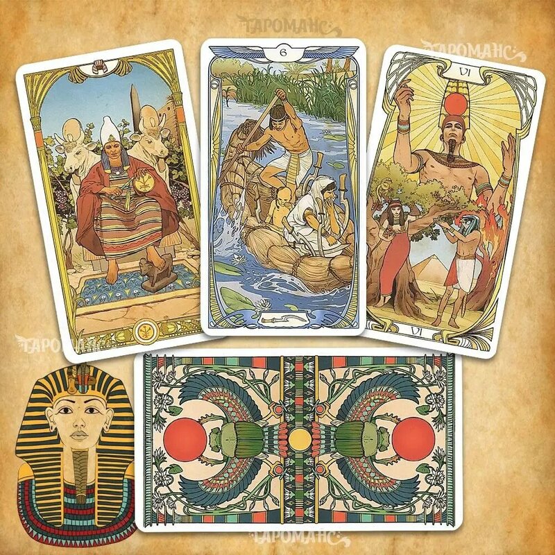 10.3*6cm egipski Art Nouveau Tarot 78 sztuk kart
