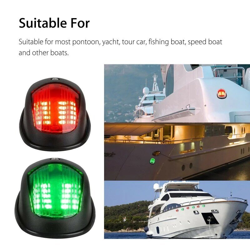 2 Buah LED Lampu Navigasi Kapal Laut Lampu Pilot Sinyal Busur Kapal Pesiar Lampu Sisi Kanan Skiff