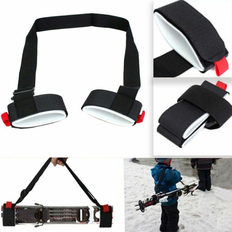 Esqui carry correias de esqui portátil ajustável alças de ombro dupla placa fixa tiras ajustáveis