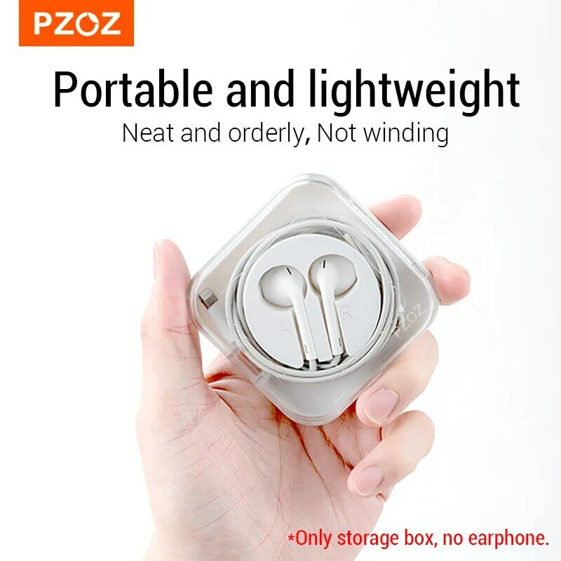 Pzoz caixa de armazenamento para fones de ouvido, para apple, com fio, bolsa para fones de ouvido portátil