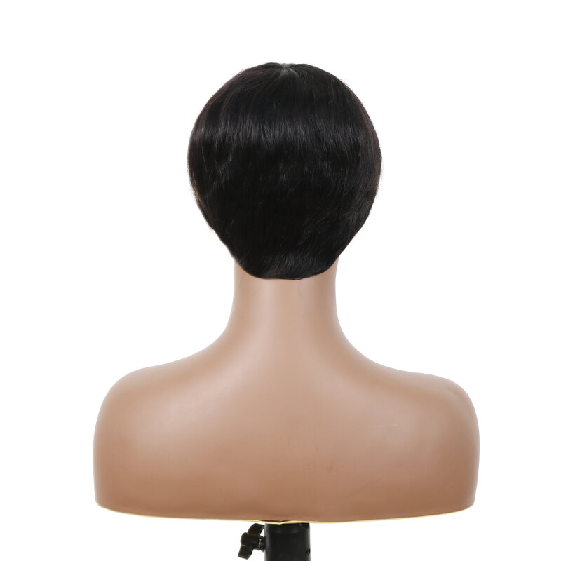 Parrucche Pixie Cut per donne nere 9A parrucche corte diritte per capelli umani con frangia parrucche Pixie a strati corti per donne nere naturali