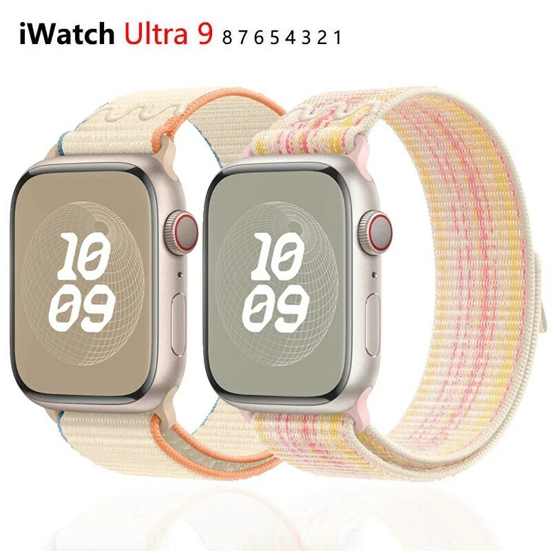 Ремешок нейлоновый спортивный для Apple Watch Ultra 2 1 49 мм Series 9 41 мм 45 мм, браслет-петля для iWatch 8 7 6 5 4 3 se 40 мм 44 мм 42 мм