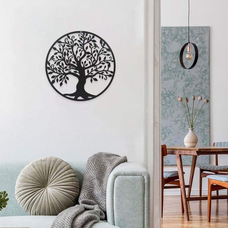 Ornamento suspenso decoração parede árvore da vida metal 11 polegadas para quarto casa interno