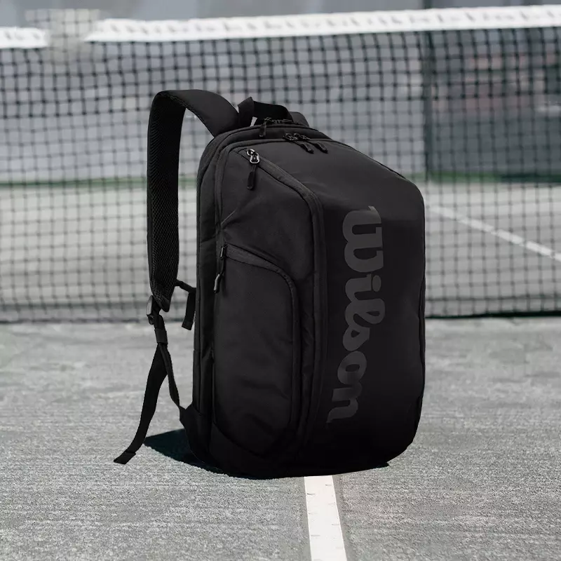 Wilson Super Tour tas tenis, ransel isolasi merah saku desain minimalis olahraga tas tenis dua warna tahan maksimum 2 raket