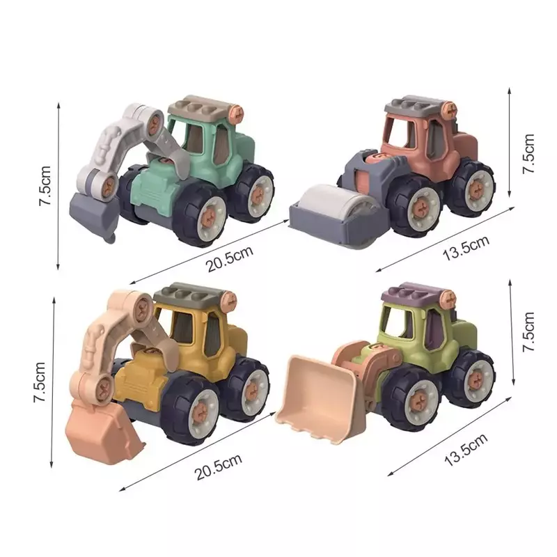 4สไตล์วิศวกรรมยานพาหนะของเล่นพลาสติกก่อสร้าง Excavator รถแทรกเตอร์รถบรรทุก Bulldozer รุ่นเด็กเด็กของขวัญของเล่น DIY