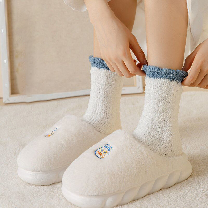 Thermal Socks Women Soft Plush Fluffy Fuzzy Floor Sleep Sock Thicken Warm Female Winter Fur Fleece Lined Slipper Socks