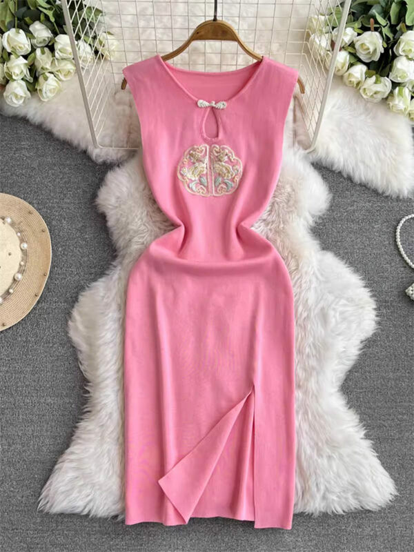 Neues besticktes Kleid im chinesischen Stil für Frauen im Frühjahr/Sommer Modedesign Temperament schlankes HP Wrap Bodycon Kleid k968