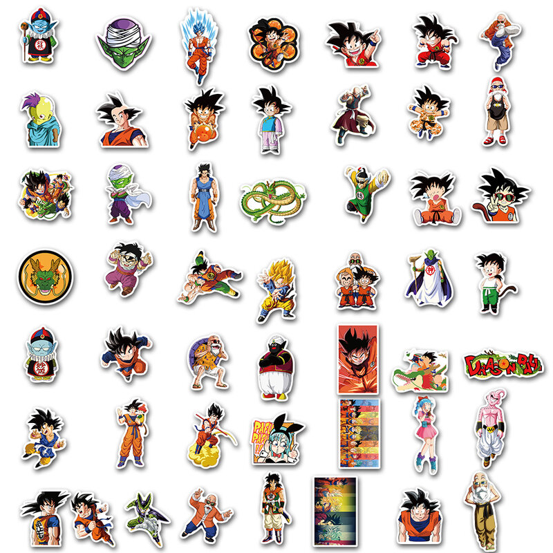 Anime Dragon Ball Dos Desenhos Animados Adesivos, DIY Decalque, Graffiti Adesivo, Laptop, Telefone, Snowboard, Bagagem, Frigorífico, Presente Brinquedo Kid, 10 Pcs, 30 Pcs, 50 Pcs, 100Pcs