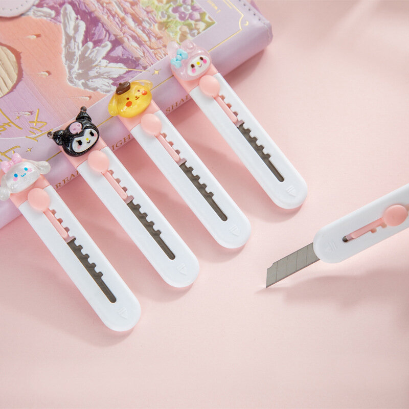 Cuchillo portátil de papel hecho a mano para niñas, Mini cuchillo de arte, kawaii Sanrio Kuromi Cinnamoroll Mymelody Pochacco, lindo regalo de dibujos animados, Juguetes