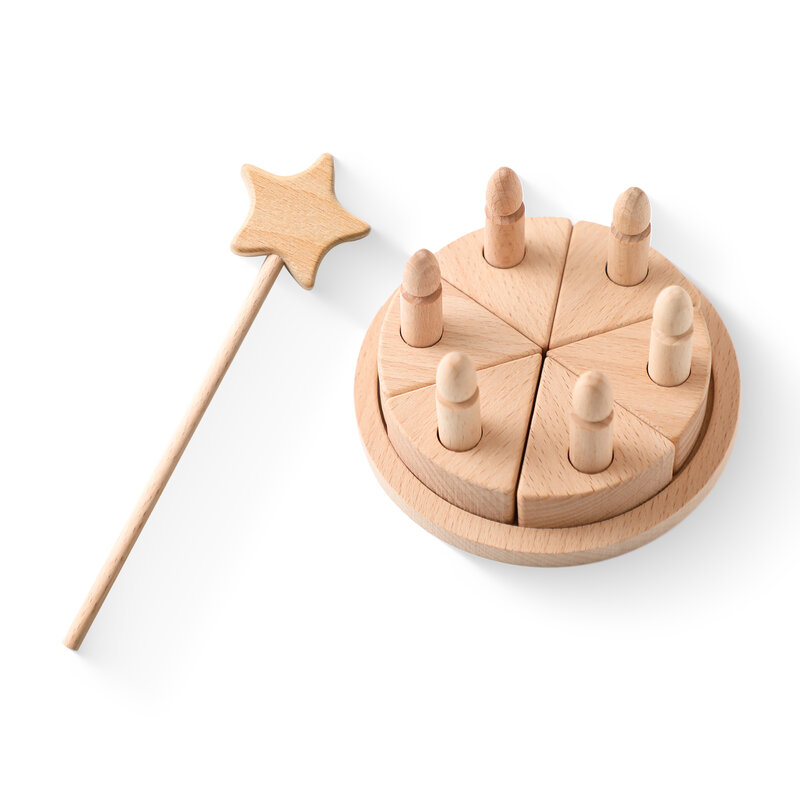 دعونا جعل الأطفال محاكاة كعكة عيد ميلاد لعبة خشبية التظاهر اللعب الزان المنصات الغذاء قطع كعكة ألعاب مونتيسوري للأطفال