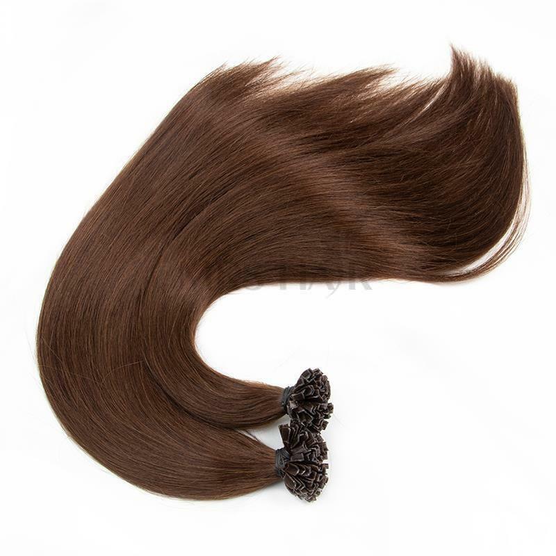 Rambut Keratin k-tip ekstensi rambut alami rambut manusia sambungan panas mesin lem Keratin Italia rambut Remy tebal 3-6 bulan umur