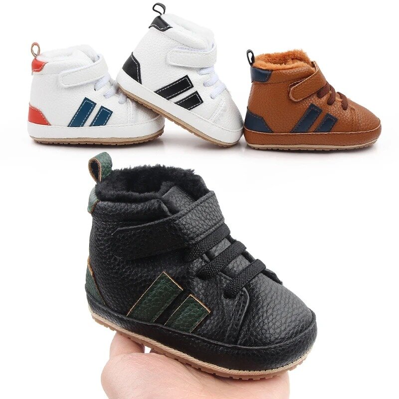 Baby Winter and Autumn Toddler Infant First Walking Shoes Ankle-covered TPR Sole Anti-slip Soft PU 2023 New Arrival 11cm12cm13cm