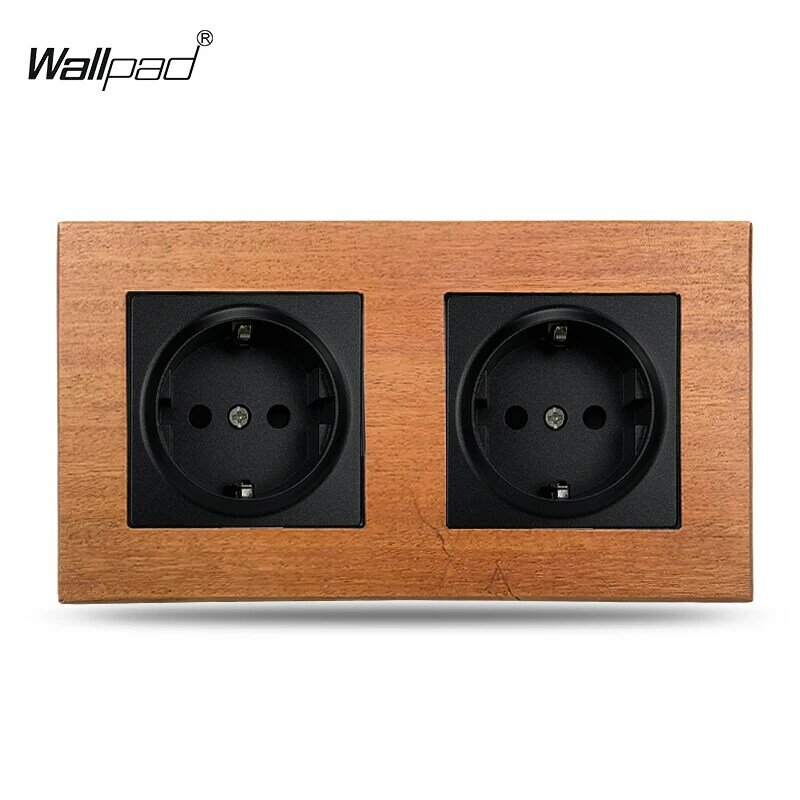 Wood Panel 156*86mm Double 2 Euro EU  Standard Wall Electrical Power Socket 110V-240V 16A For EU BOX Class Retro Design
