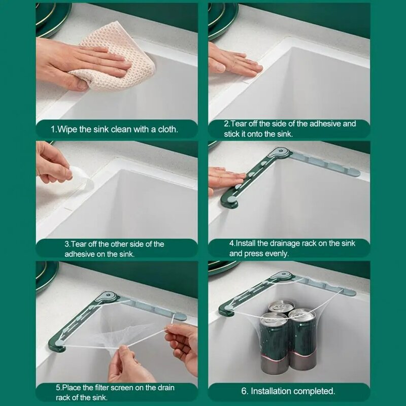 1 Set robusto pieghevole struttura ad alta resistenza Anti-intasamento lavello foro di scarico filtro a sacco Stand articoli per la casa