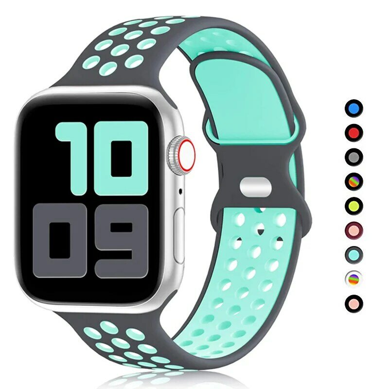 Correa de silicona para Apple Watch, pulsera deportiva Ultra2 de 49mm, Series 9, 8, 7, 41mm, 45mm, 38mm, 42mm, iWatch 7, 6, SE, 5, 4, 3, 44mm, 40mm